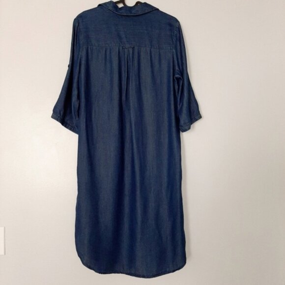 CLEO Utility Sleeve Mini Shirt Dress | Tunic w Pockets Chambray Blue Sz S - Picture 15 of 16